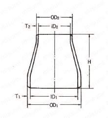 JIS(G)-R(C)-PT370-2BX1B-S40 | 突合せ溶接式管継手 鋼管製レジューサ