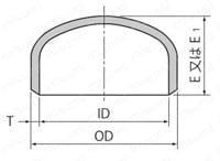 突合せ溶接式管継手 鋼管製キャップ 黒 外形図