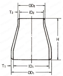 突合せ溶接式管継手-ステンレス鋼製レジューサ（同心/偏心） 外形図1