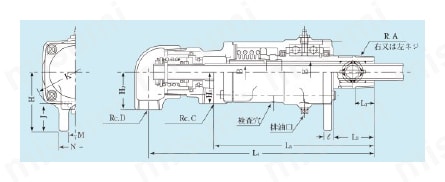 圧力回転継手パールロータリージョイント ACW（複式内管回転ネジ取付式） 外形図
