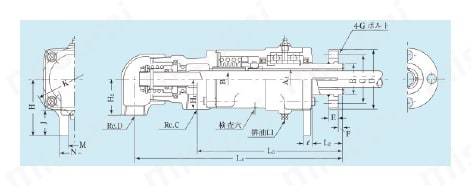 圧力回転継手パールロータリージョイント ACFW（複式内管回転フランジ取付式） 外形図