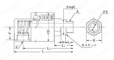 圧力回転継手パールロータリージョイント RXE1300（単式ネジ取付式） 外形図01