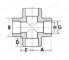 炭素鋼鍛鋼製差込溶接型 クロス 外形図
