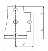 ZD継手 白品 三方径違いチーズ 外形図01