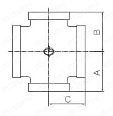 ZD継手 白品 四方径違いクロス BRCr(バンド付き)外形図