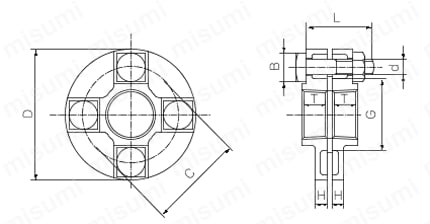 ZD継手 白品 組みフランジ Alt:外形図01