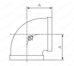 鋼管用継手 ねじ込み式管継手 エルボ Alt;外形図02
