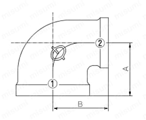 鋼管用継手 ねじ込み式管継手 径違いエルボ Alt;外形図02
