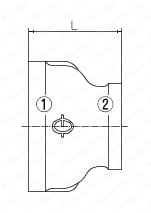 鋼管用継手 ねじ込み式管継手 径違いソケット 外形図02
