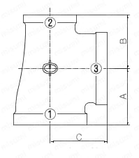 鋼管用継手 ねじ込み式管継手 径違いチーズ 外形図02