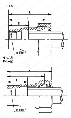 LAカップリング HI-LAマルチ型 めすアダプター AQ 外形図01