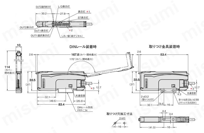 小型レーザセンサE3NC-Lシリーズ レーザアンプ 【E3NC-LA】 オムロン MISUMI(ミスミ)