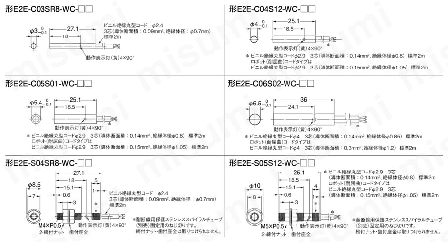 E2E-C04S12-WC-B2 2M 小径タイプ近接センサ E2E オムロン MISUMI(ミスミ)