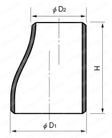 溶接式管継手 レジューサ （偏心） 外形図