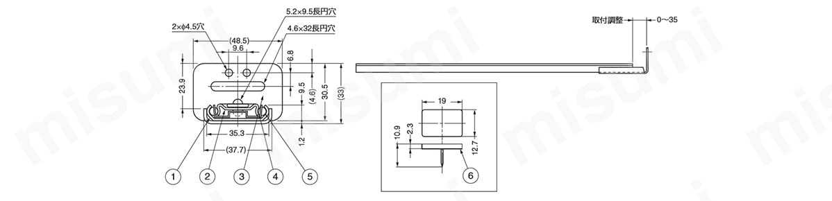 スライドレール 軽荷重 3/4トラベル 1029:関連画像