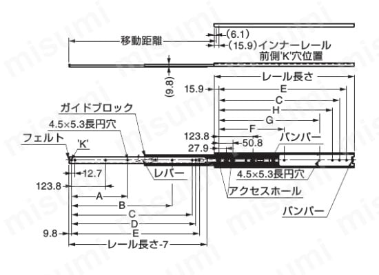 スライドレール 中荷重 フルトラベル 3307:関連画像