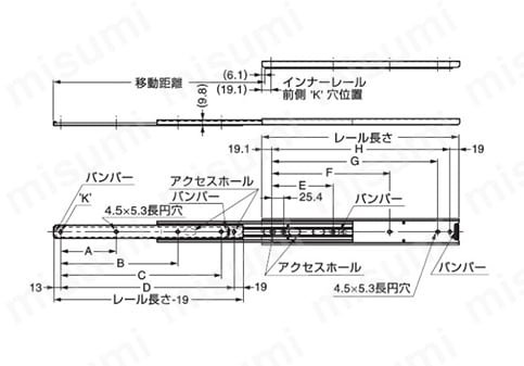スライドレール 中荷重 フルトラベル 3300:関連画像