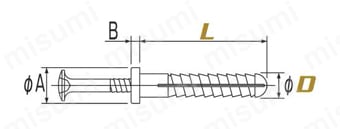 PA6（ポリアミド=ナイロン）／ヒットリベット鉄釘 外形図
