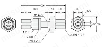 ファイバユニット 【E32】 耐真空 透過形ファイバ用フランジ E32-VF1外形図
