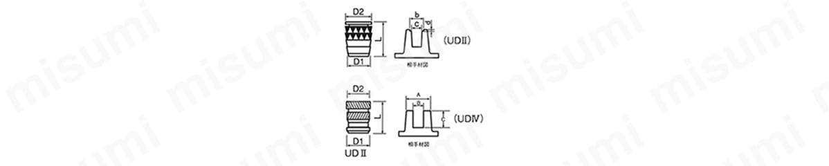 ウルトラサート UD2 UD4 黄銅（カドミレス）の外形図