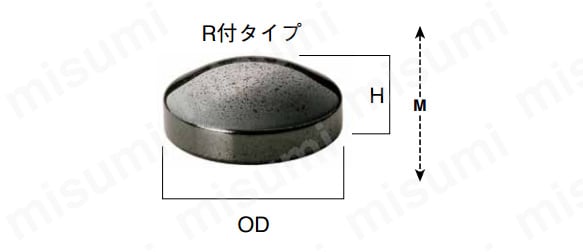 異方性フェライト磁石 丸型 R付きタイプの外形図