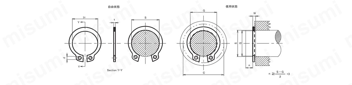 鉄C型止め輪（軸用）（JIS規格） | 磐田電工 | MISUMI(ミスミ)