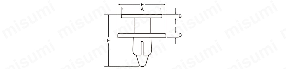 プッシュプルリベットの外形図