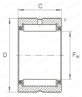針状ころ軸受 外形図2