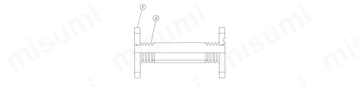 ベローズ材質:SUS304,316L 金具材質:SUS304,316L