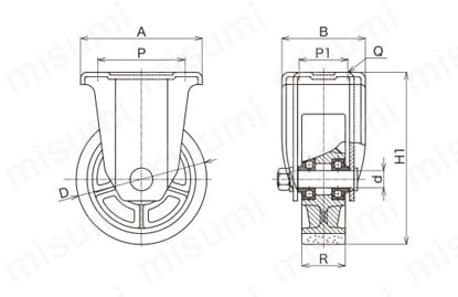 重荷重用ウレタンゴム車輪付固定車（RKH型） | ヨドノ | MISUMI(ミスミ)