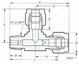 ステンレス鋼用 SUS316  MRT サービスチーズ（オス） 外形図