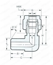 ステンレス鋼用 SUS316 MWE O.Dハーフエルボ 外形図