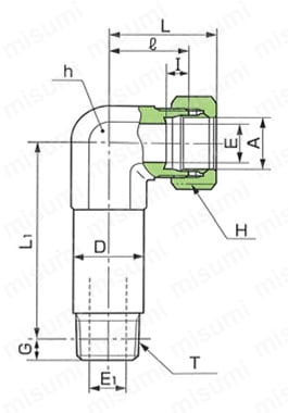 炭素鋼用 ロングハーフエルボ EB 外形図