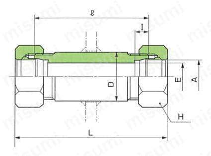 炭素鋼用 溶接フレヤードユニオン UW 外形図