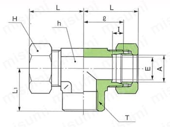 炭素鋼用 両口チーズ（メス） FA 外形図