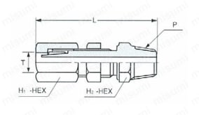 ふっ素樹脂用隔壁ハーフユニオン TKH 外形図