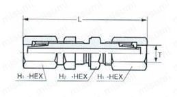 ふっ素樹脂用隔壁ユニオン TK 外形図