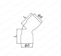 銅管継手 給湯・冷媒用銅管継手 銅管エルボ（45°） 外形図