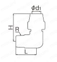 銅管継手 フレアー式銅管用継手 片ネジエルボ 外形図01