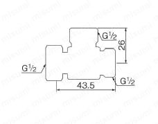 パイプ・継手・配管用副資材 メッキ付継手 片ナットチーズM149GMSK 外形図