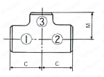 溶接式管継手同径T 外形図
