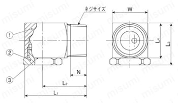 空円錐ノズル 中噴量形 AAPシリーズ 外形図