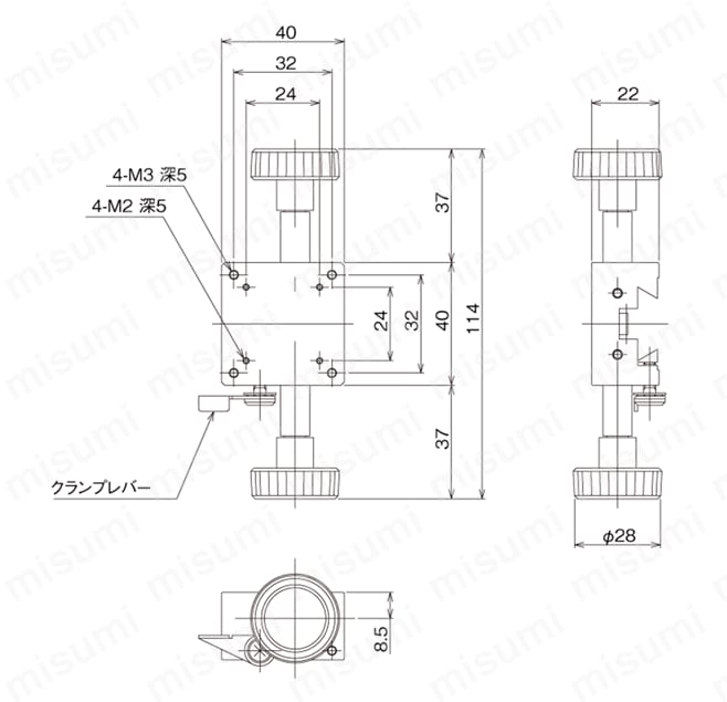 BL-414 | 長作動ステージ用ブロック（手動ステージ） | 中央精機