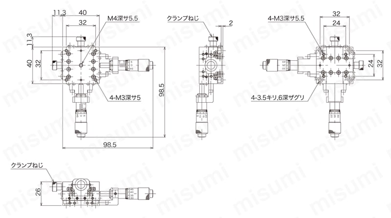 LD-6047-C1 | ハイグレードアルミXYステージ（手動ステージ） | 中央