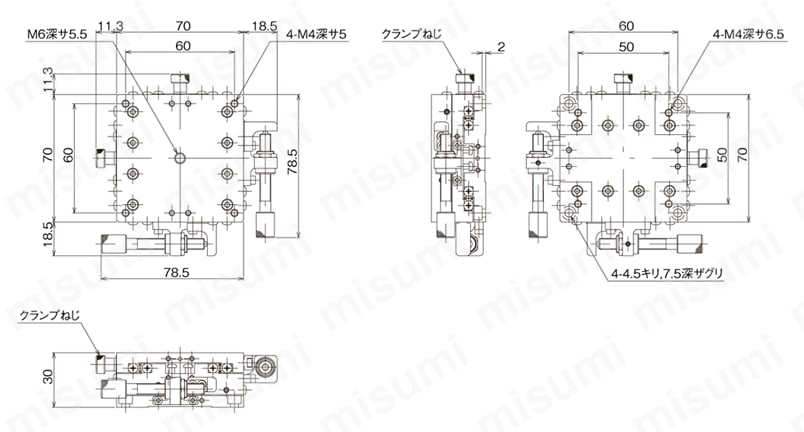 LD-6047-C1 | ハイグレードアルミXYステージ（手動ステージ） | 中央