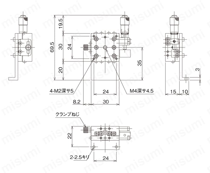 LZ-7047-S6 | ハイグレードアルミZステージ（手動ステージ） | 中央