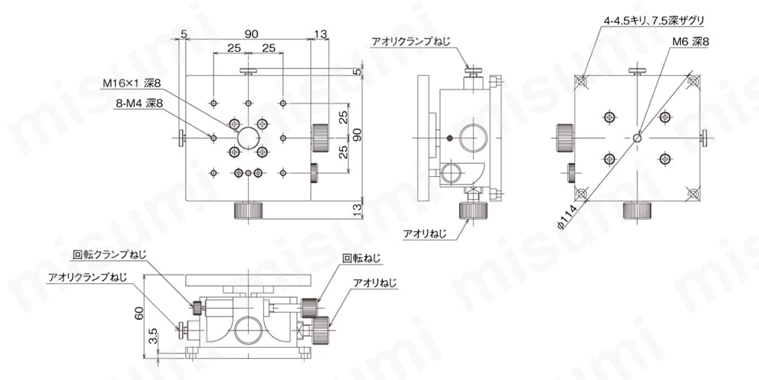 傾斜回転ステージ（手動ステージ）:関連画像