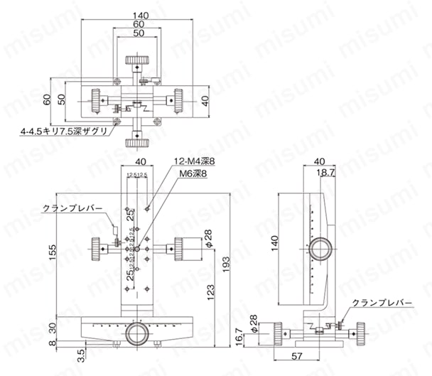 LM-612 | DT XZ軸ステージ（手動ステージ） | 中央精機 | MISUMI(ミスミ)