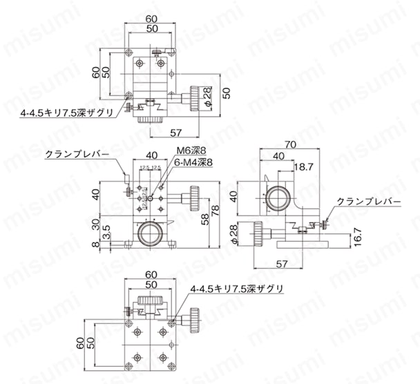 DT XZ軸ステージ（手動ステージ） 外形図10