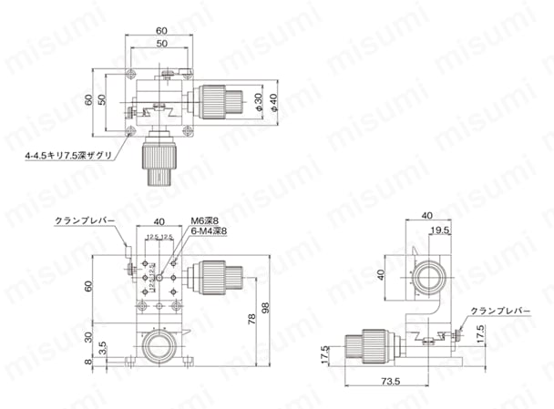 DT XZ軸ステージ（手動ステージ） 外形図11